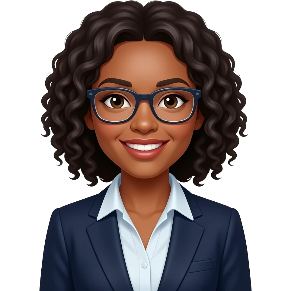 Nerdy African American female executive headshot emoji