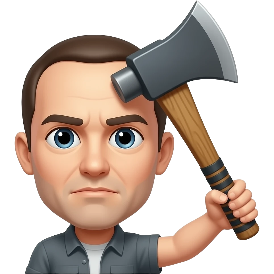 Normal face emoji with Hatchet to my head just one emoji