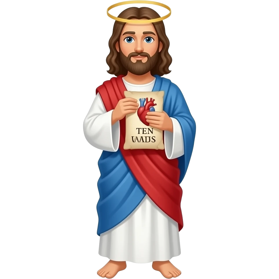 God writing the ten commandments on a person's heart emoji