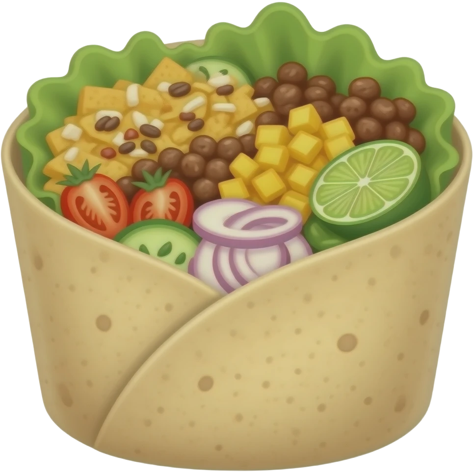can you please make a really yummy looking burrito bowl with no tortia emoji