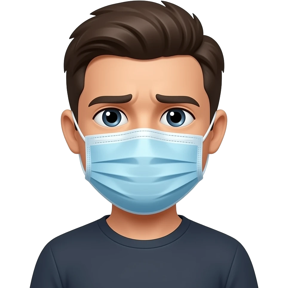 Emoji pria memakai masker agar menutupi kesedihannya emoji