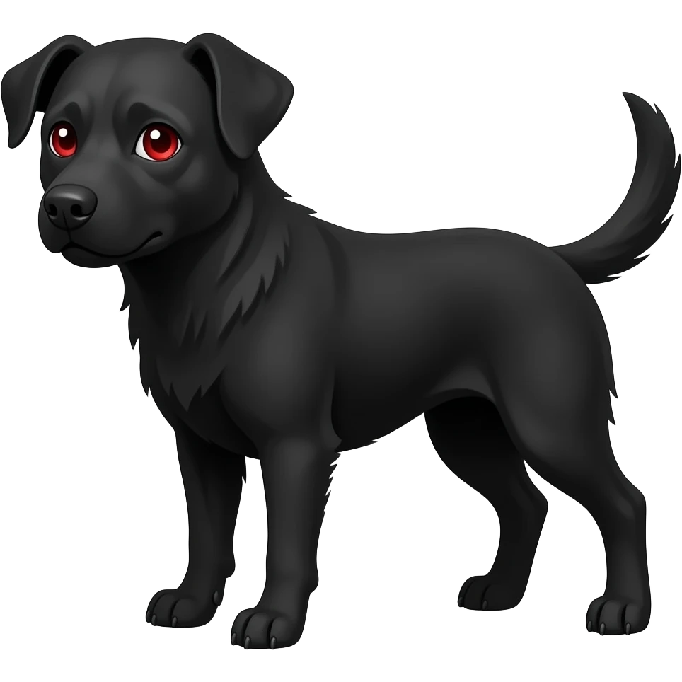 stray black dog with red eyes emoji