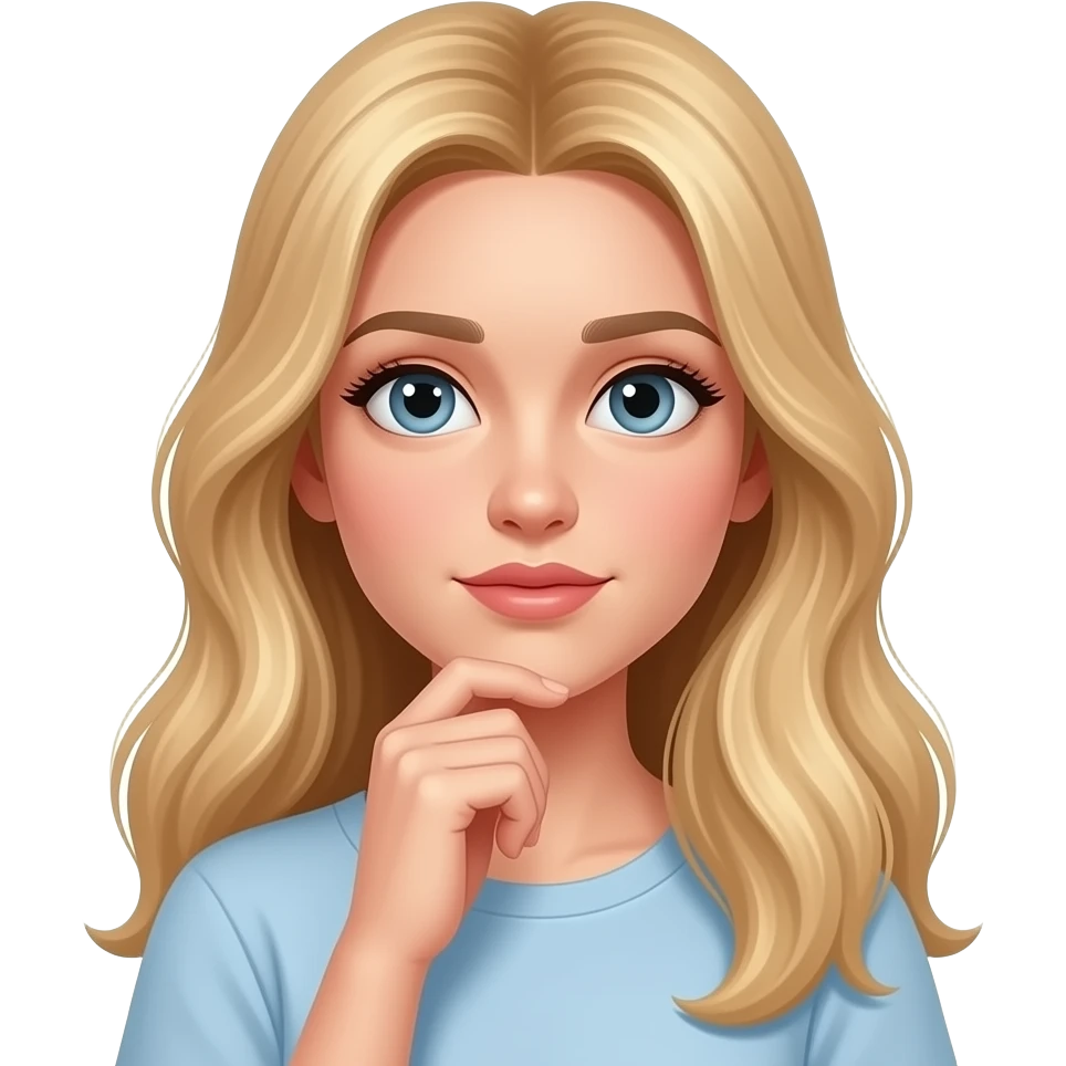 gal long blonde hair thinking of love emoji