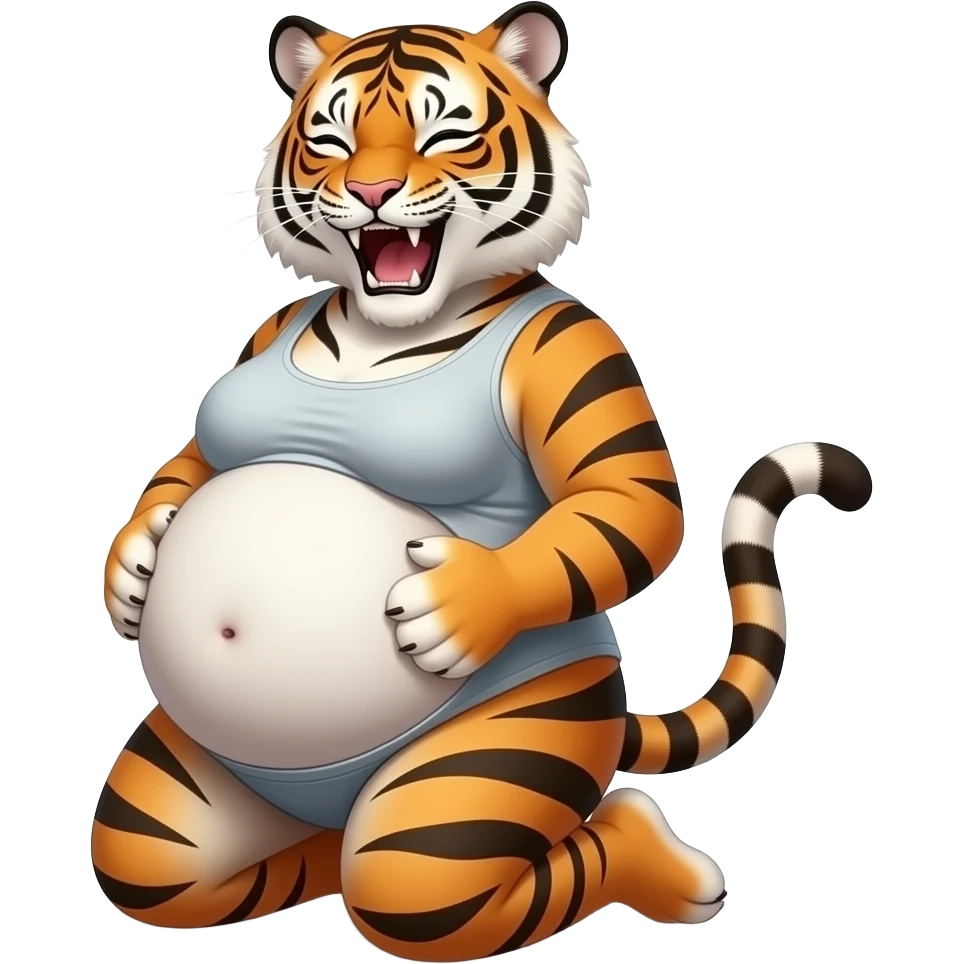 Make this Tiger girl get stuffed,her belly will be so big it would look like she has pregnancy bloating,dare to tickle that Tiger girl’s bellybutton,her gut rumbling echoes loud so you can listen to that full tummy,Tiger girl rolls around. emoji