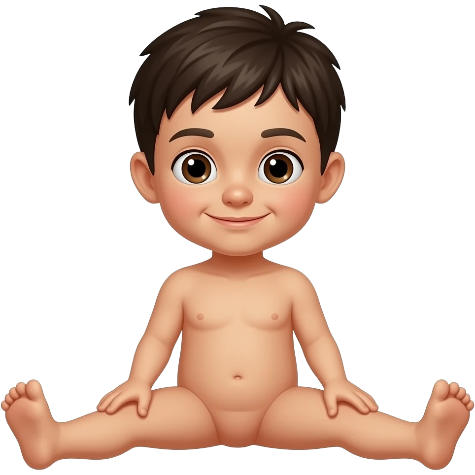 A naked kid spreading his legs emoji