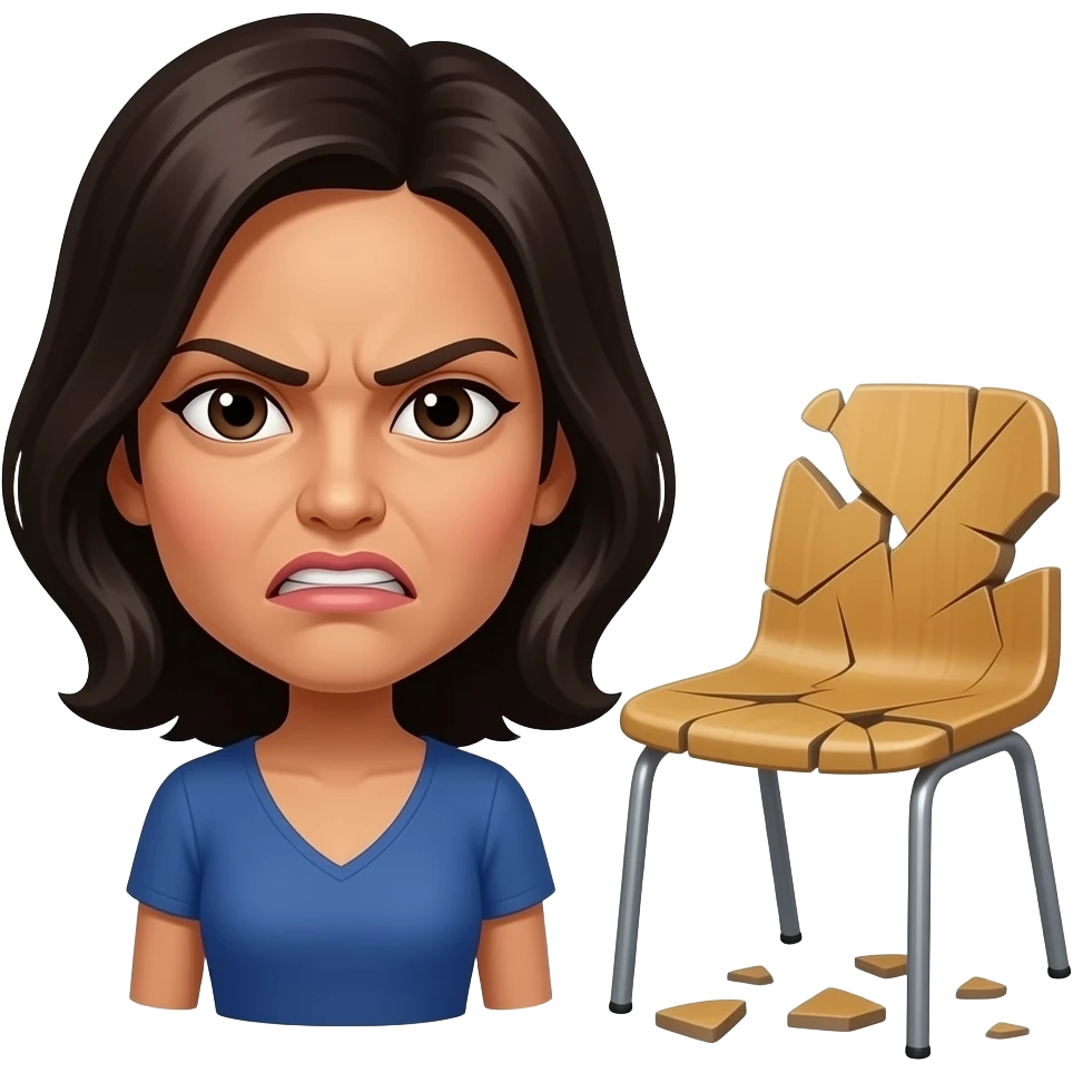 Mamta Banerjee in angery face with broken chair emoji
