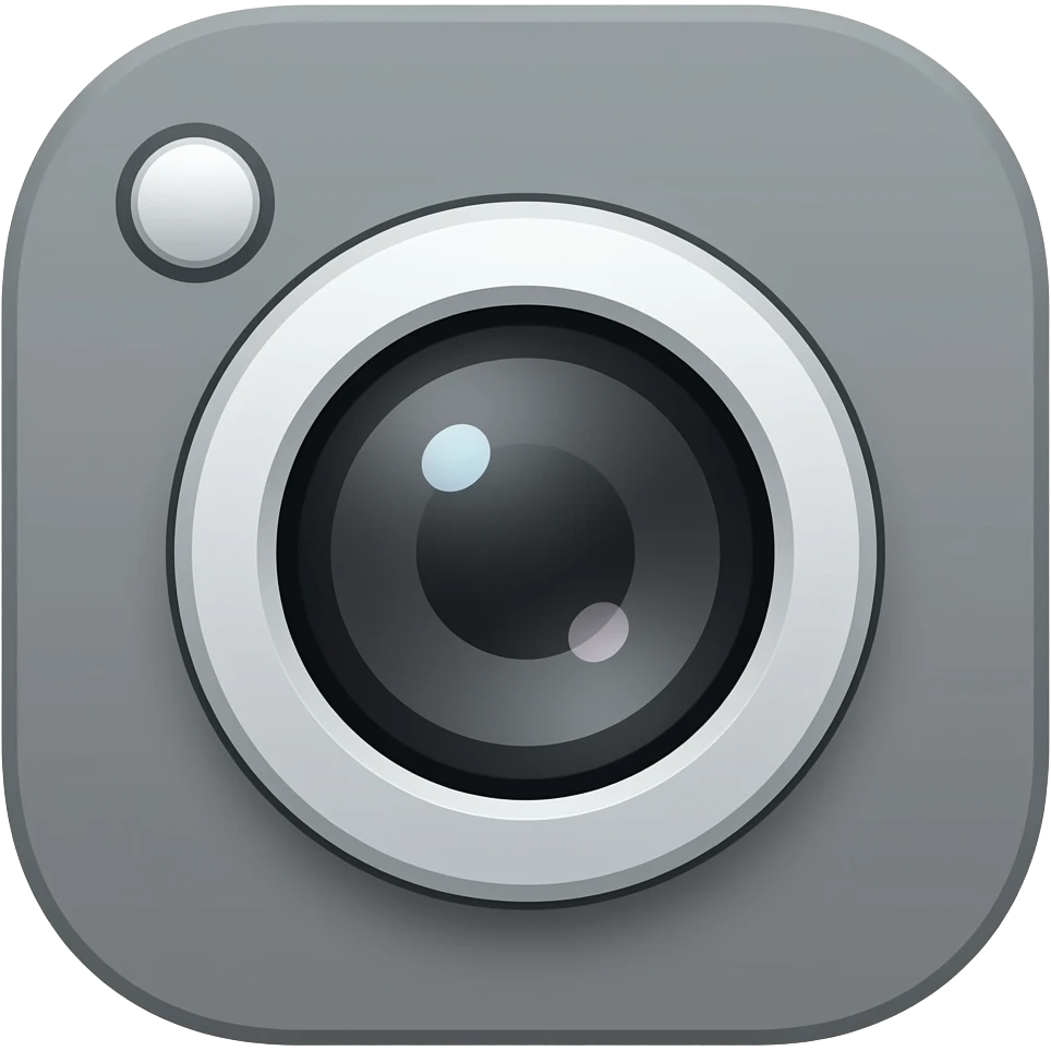 Crée 1 emoji iOS 18 représentant une interface de camera. La vue est prise en 3 quarts.l'ensemble est isolée sur un fond blanc. emoji