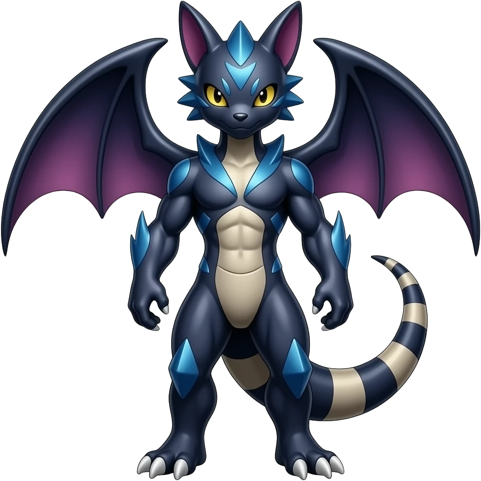 Shiny Dark Dusky Cool Hot Handsome Zangoose-Guilmon-Zoroark-Renamon-Fakémon-fusion (full body) emoji
