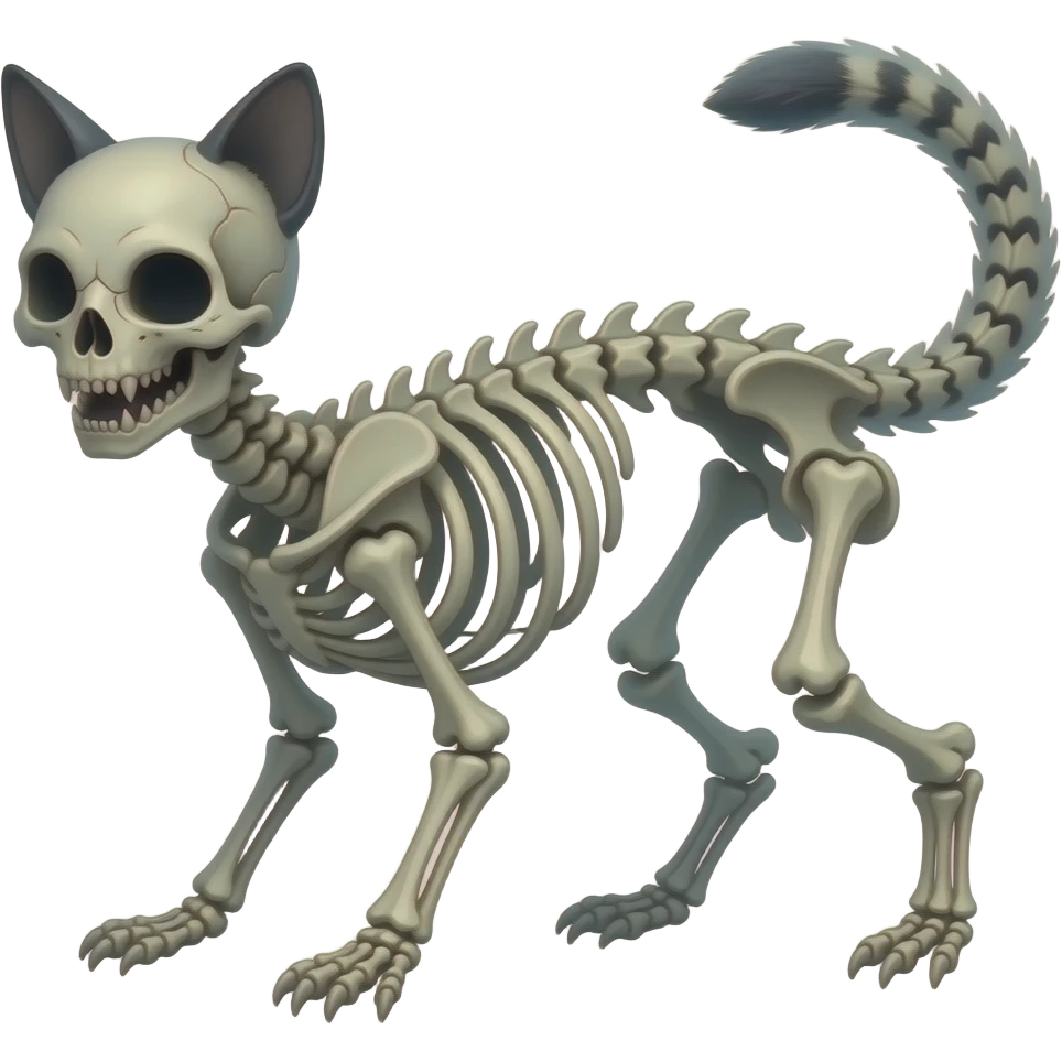 Digitigrade scaly bony skeletal skull-faced quadrupedal ghostly dull spectral edgy spooky meager thin cool beautiful skeletal fantasy-caracal-civet-genet-vernid-duskull-Cubone-Cacomistle-oncilla-Fakémon-hybrid (full body), no fur emoji