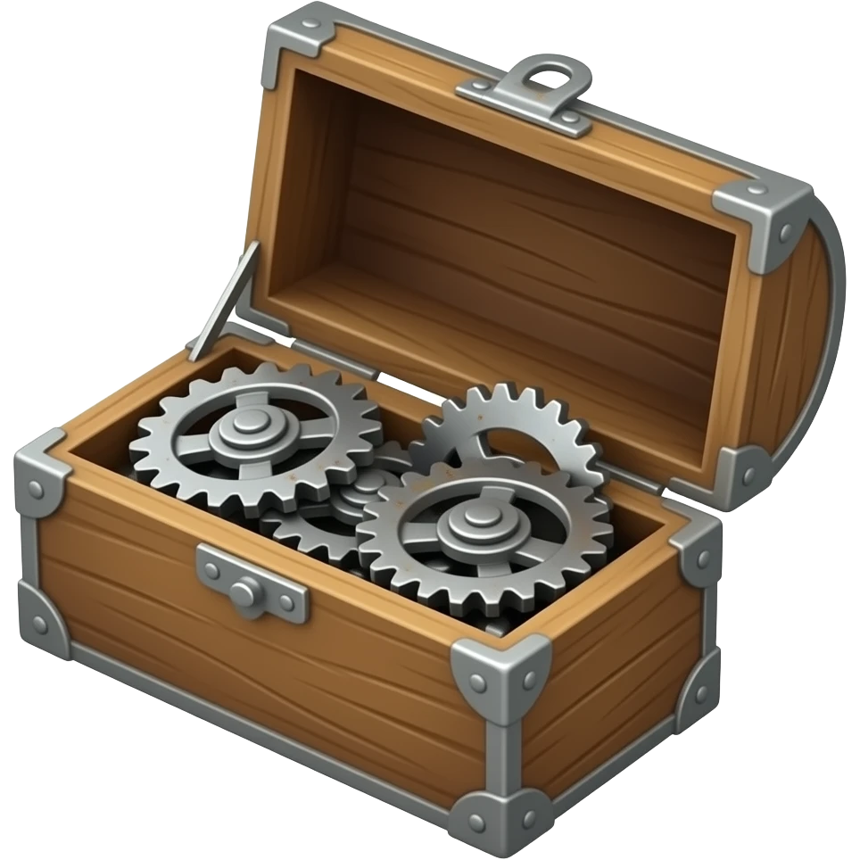 a regular box with many gears in it, side-view emoji