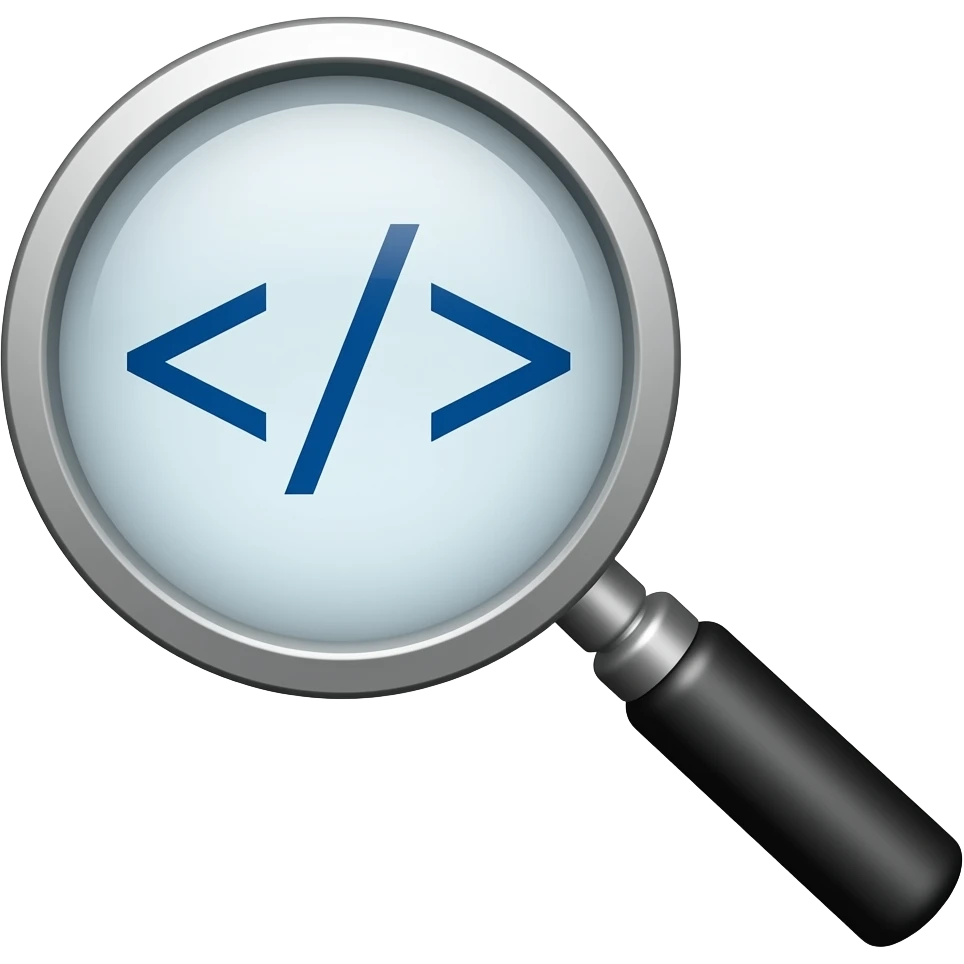 magnifier on code emoji