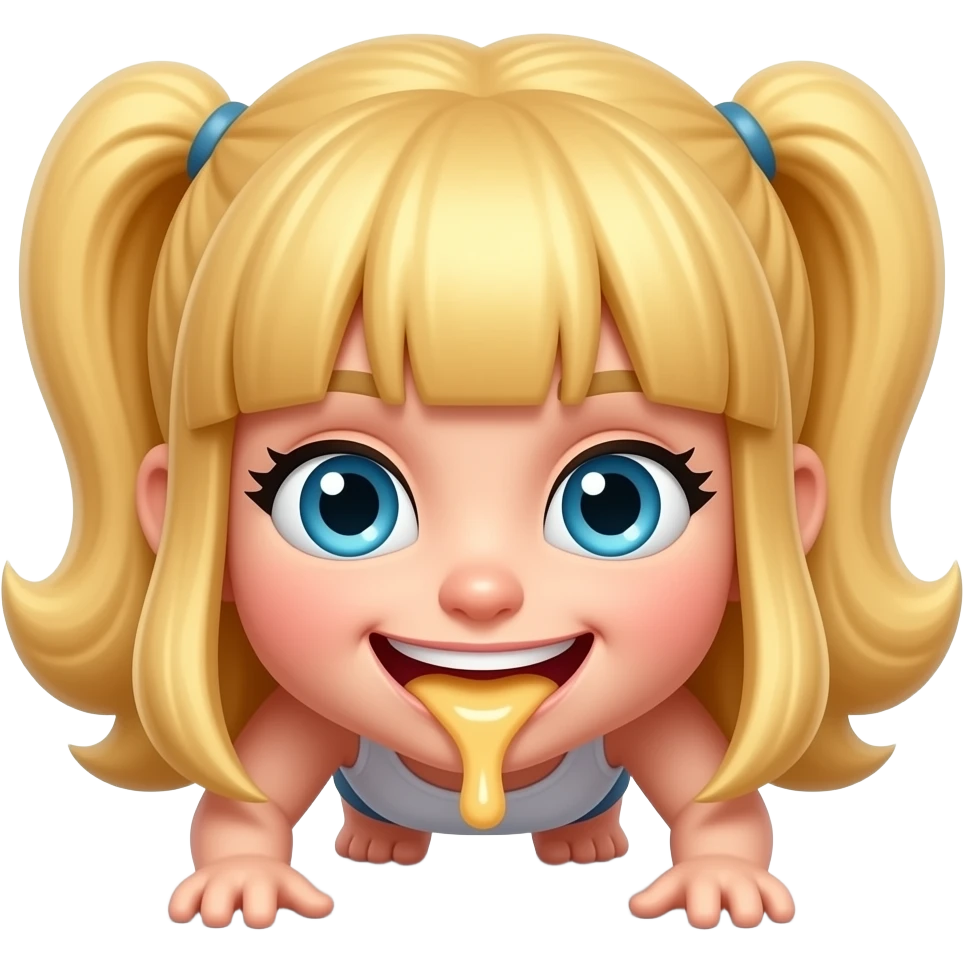 How blonde on all fours with cum on mouth POV emoji