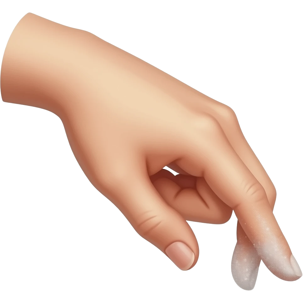 only a hand. no other objects. the hand have the fingers pointing down.  a slim delicate  female hand that sprinkle some invisible powder emoji