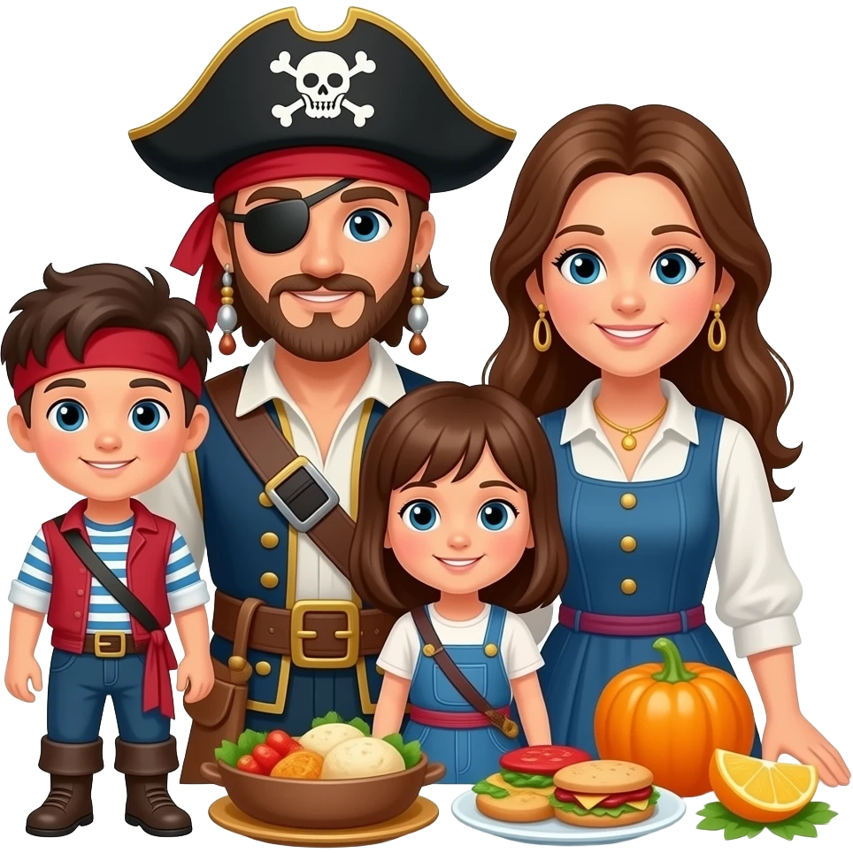 Пират мальчики и девочки папа мама еда. emoji