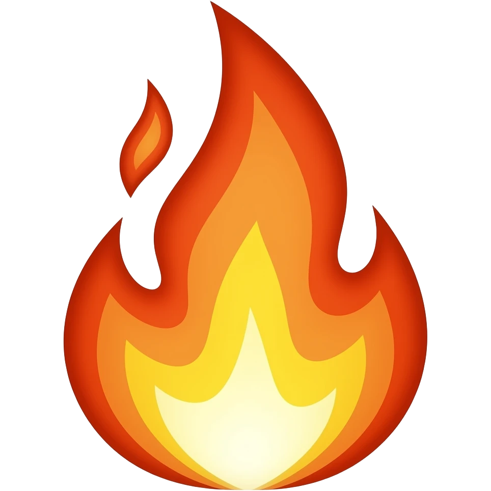 Create high-quality glossy emojis with a vibrant modern style.Make the emojis look premium, shiny, and eye-catching with bright highlights, smooth gradients, soft reflections, and glowing details. Fire emoji emoji