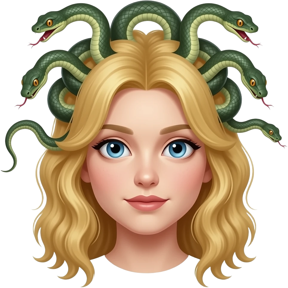Image of Medusa snake blonde hair with blue eyes emoji
