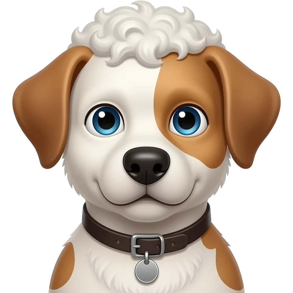 More dog looking White guy w dog collar on white curly hair emoji