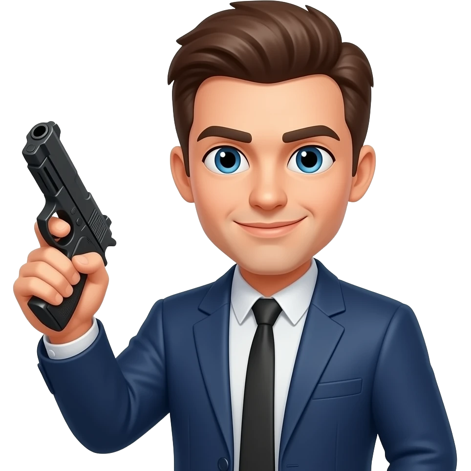 A cool guy holding a gun emoji