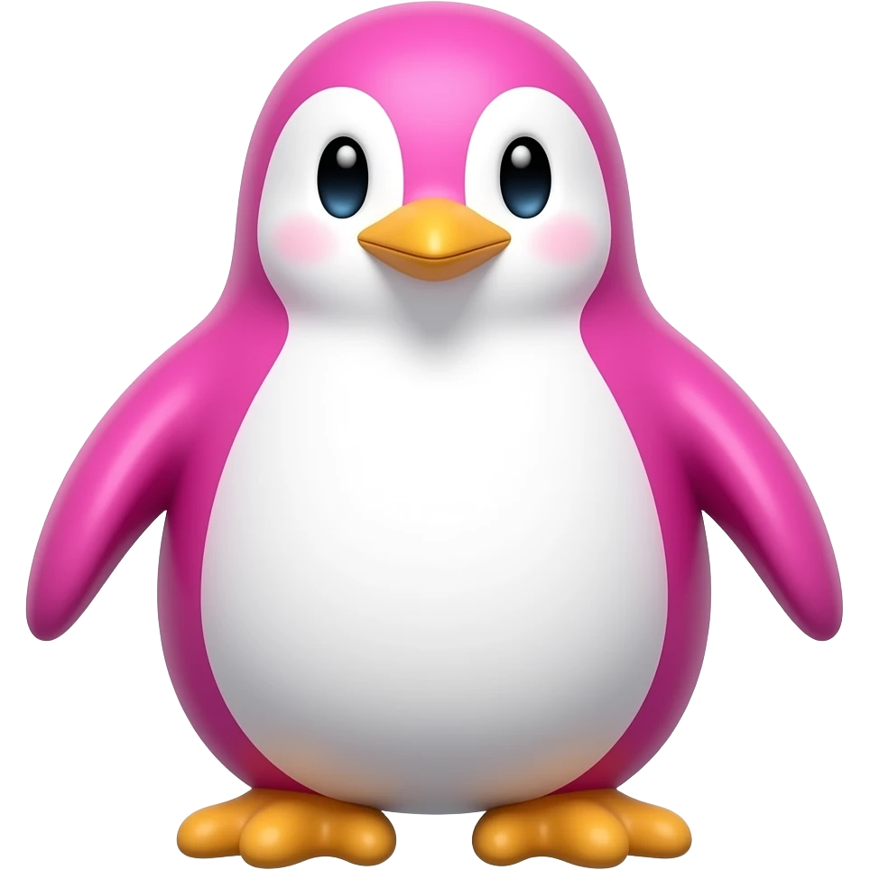 Hace un emojie de un pingüino rosa, chiquito emoji