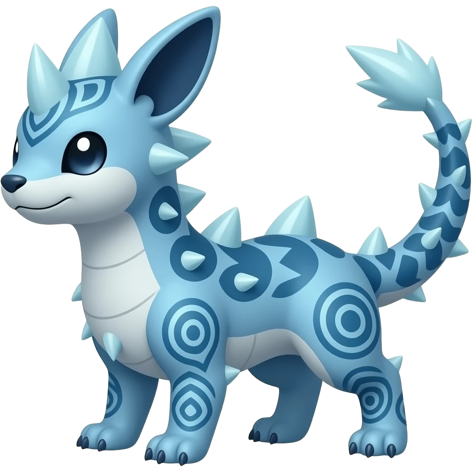 scaly shiny spiky patterned blue tribal-patterned digitigrade quadrupedal Vaporeon-Salandit-Glaceon-hybrid emoji