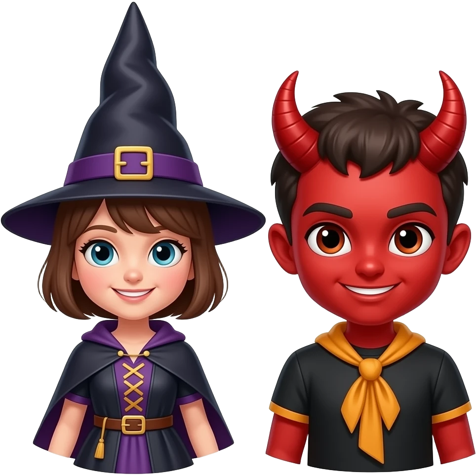 Young witch with red devil emoji