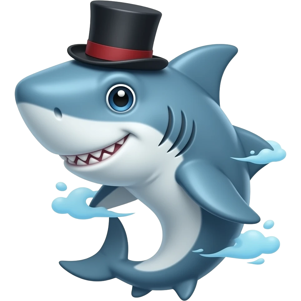 Shark with a top hat emoji