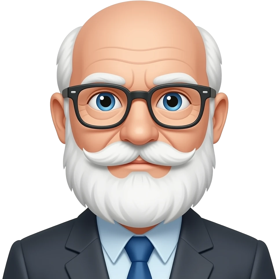 bald old man with a white beard, blue eyes and glasses emoji