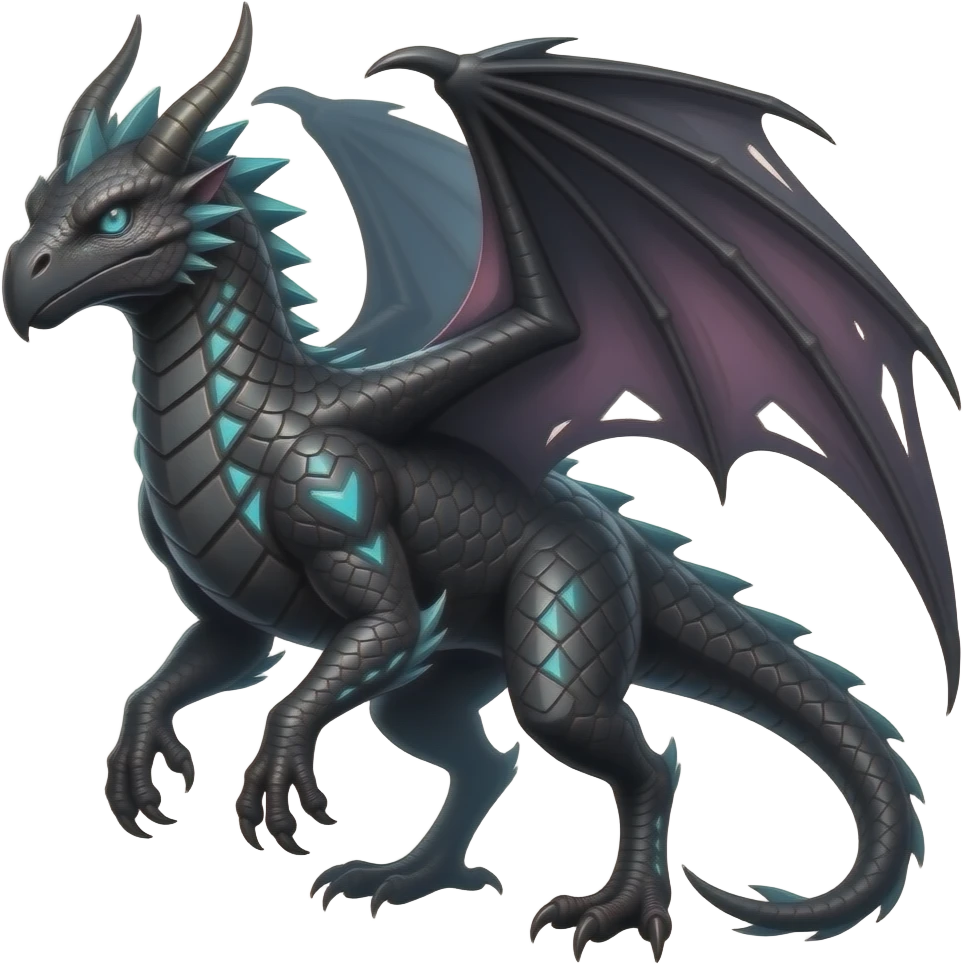 Cool edgy horned frilled black-scaled with neon-colored triangular stripe markings draconic raptorik digitigrade bipedal futuristic fantasy-Cyberpunk- emoji