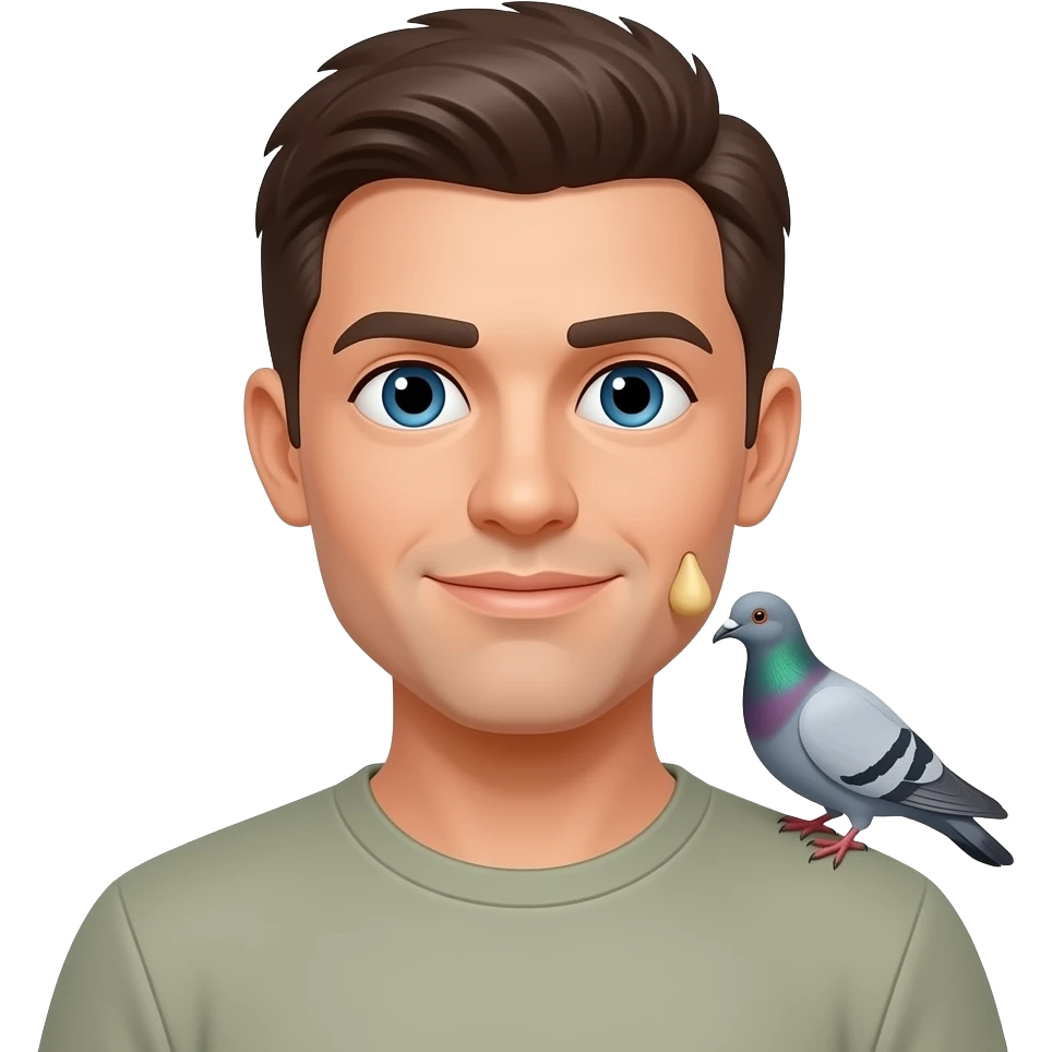 Pigeon pooping on a human emoji