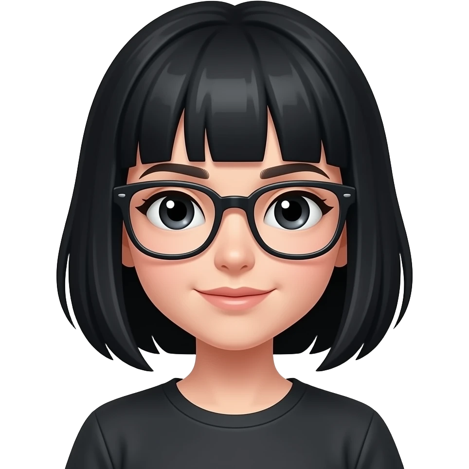 Gamer girl, with black hair and glasses emoji