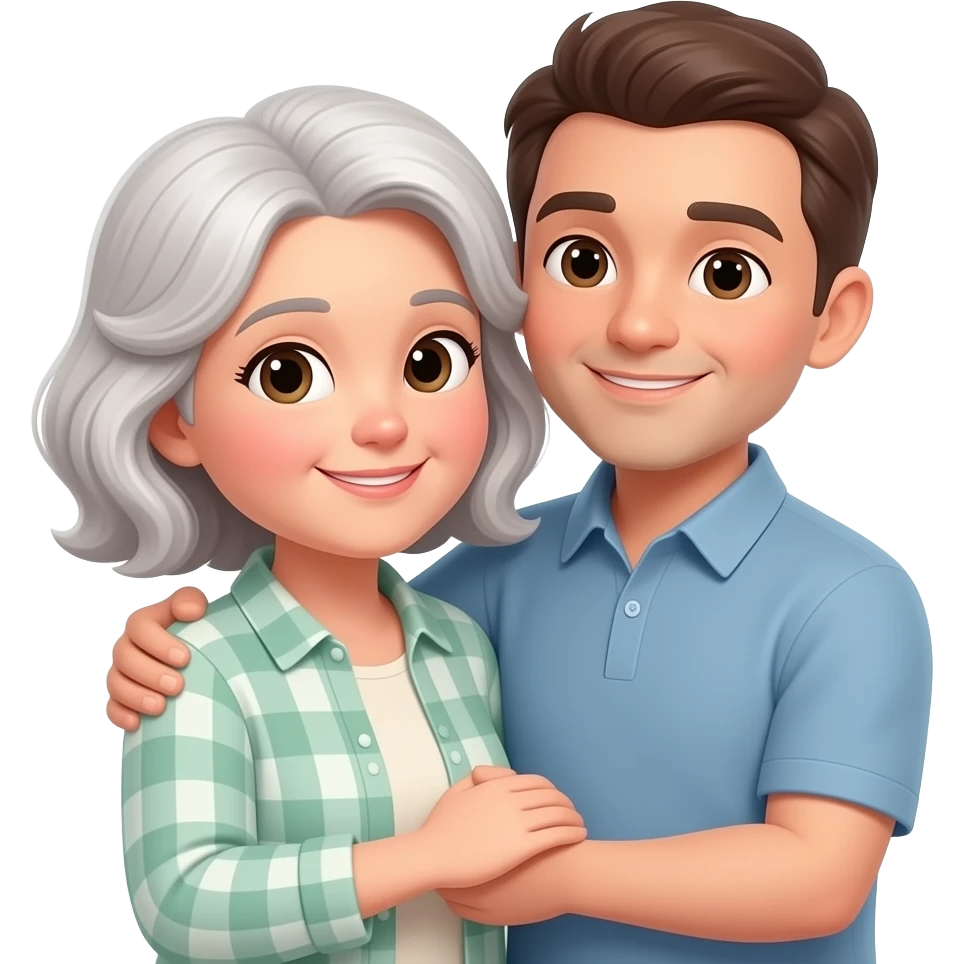 взрослый сын обнимает мать emoji