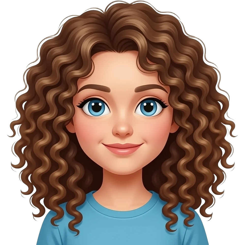 80's girl with big brown curly hair emoji