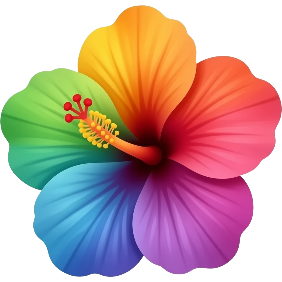 Rainbow hibiscus emoji