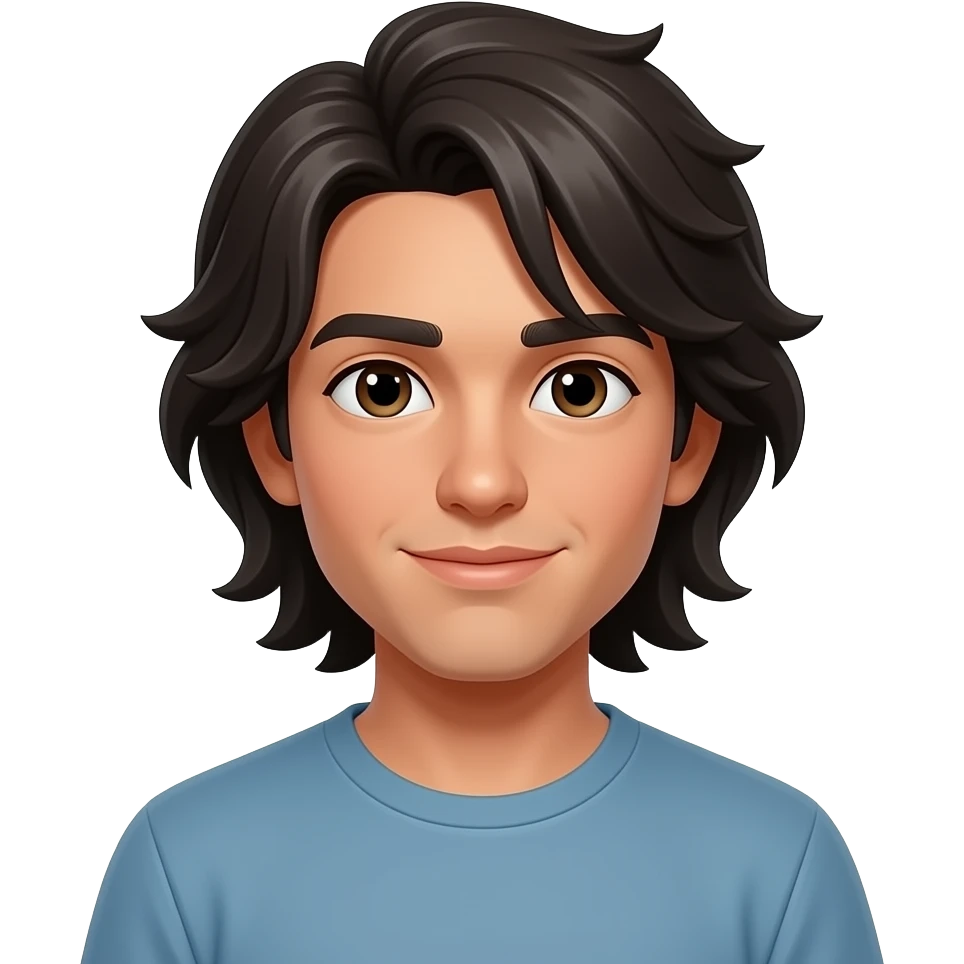 tan realy long haired teenage man with no beard emoji
