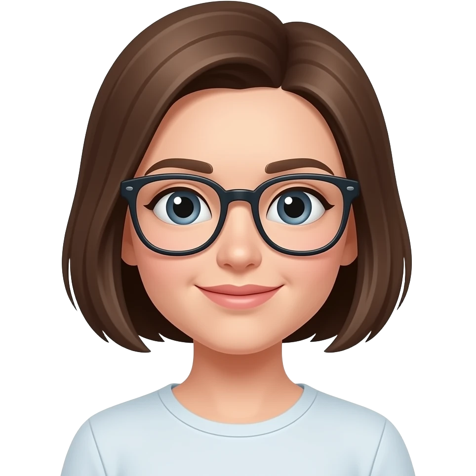 White girl with brown  short hair with glass  emoji emoji