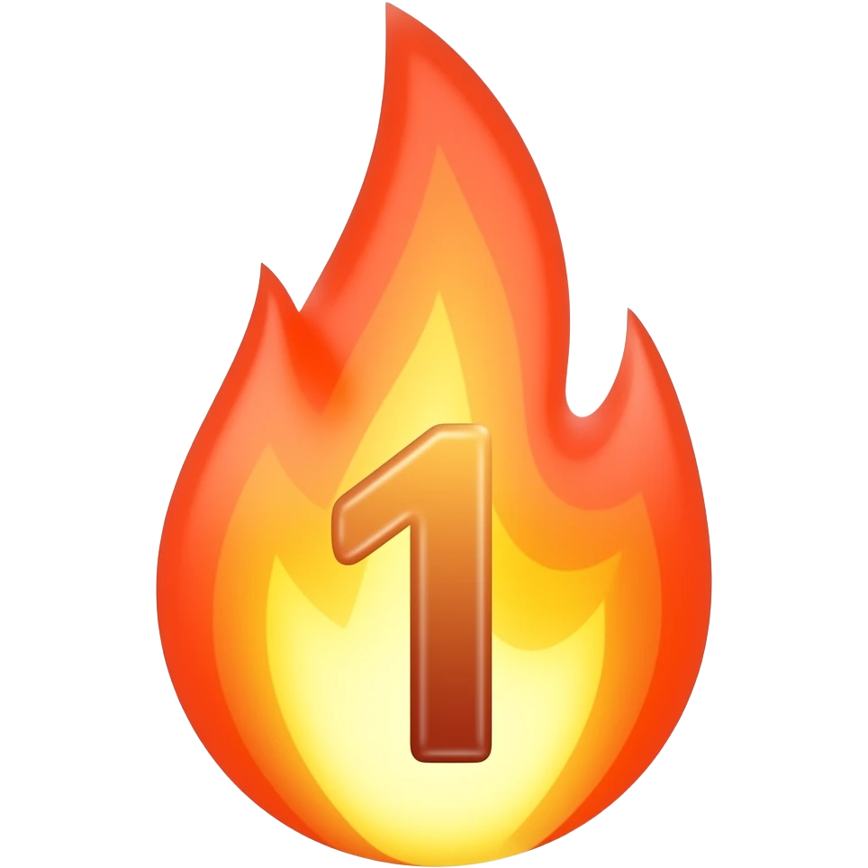 fire with the number 1 inside emoji