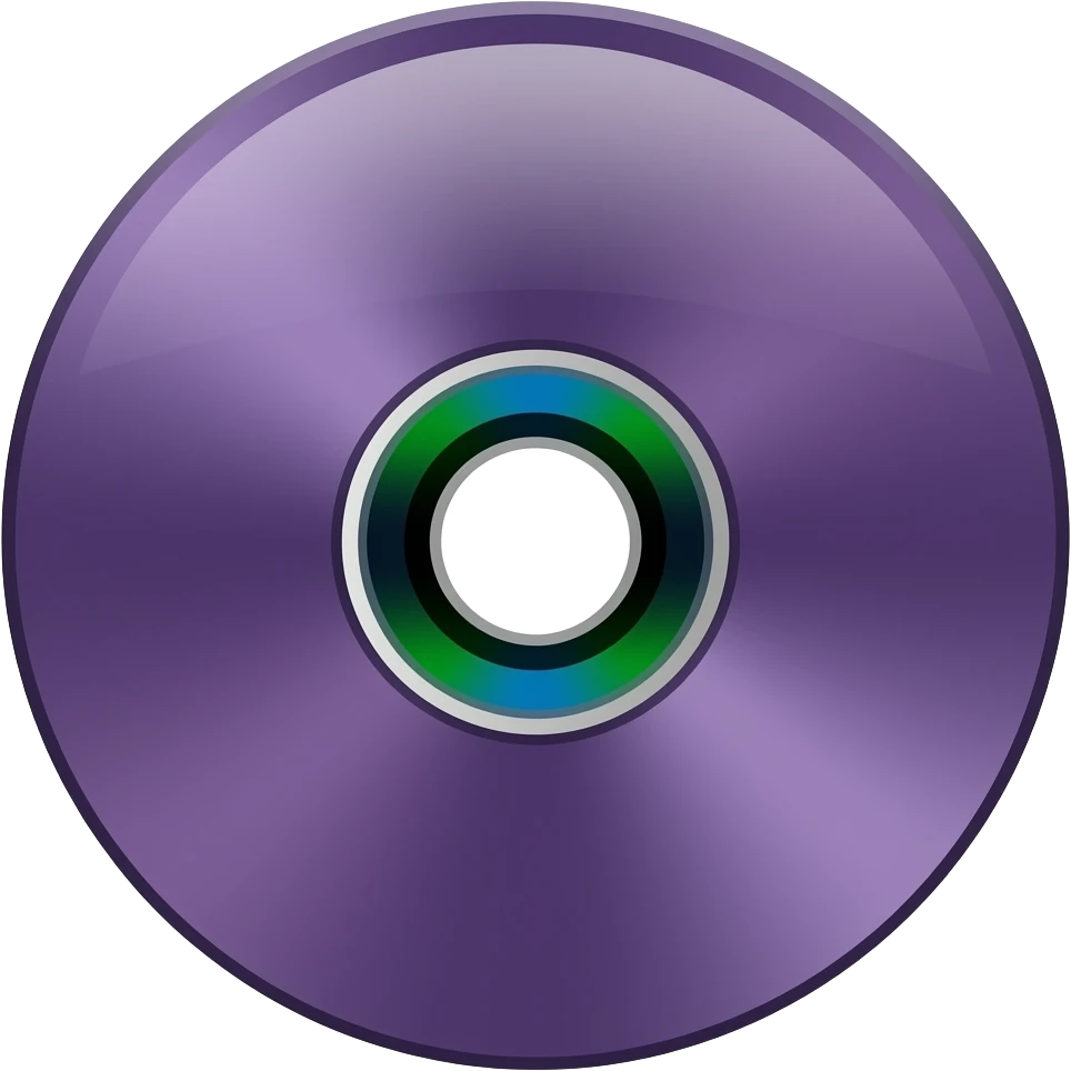 a dark purple CD disk with green-black-blue pattern center circle emoji