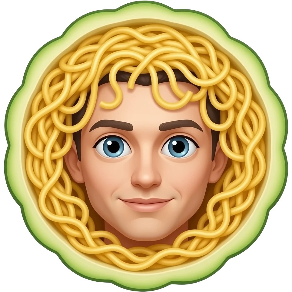 Inside of spaghetti squash as hair emoji