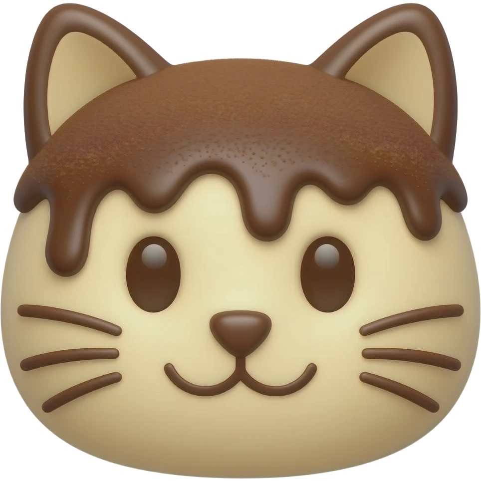 tiramisu shaped like a cat face emoji