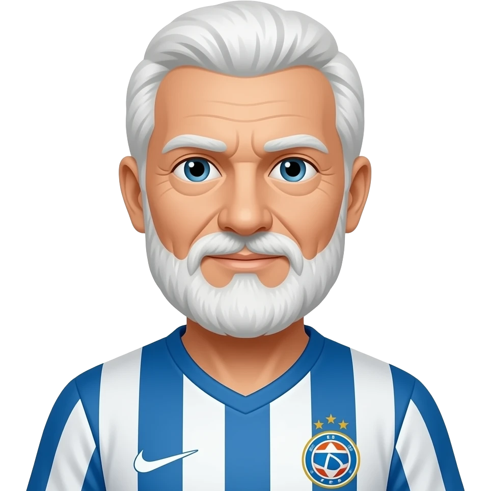hace un jugador de futbol con ropa de futbol que sea viejo con barba emoji