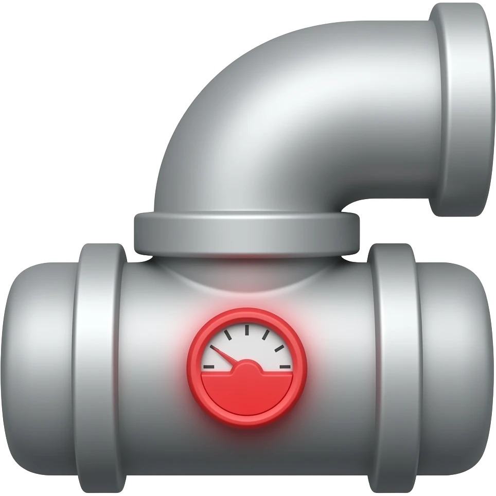 grey colored engine pipe with red gradient towards the center meter pointing at red emoji