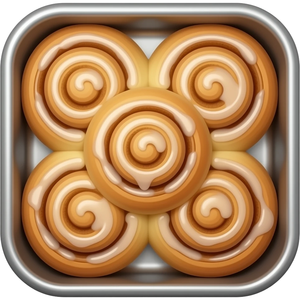 Cinnamon rolls in a tin tray emoji