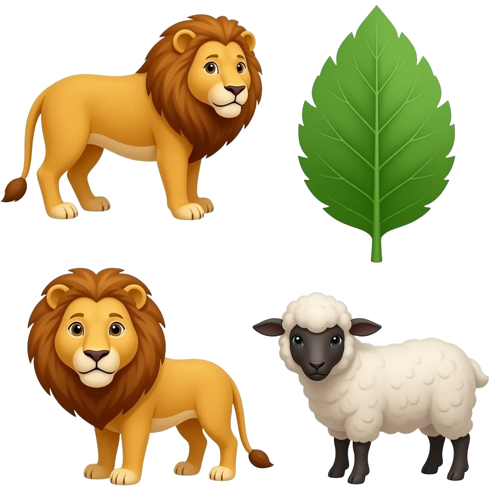 L is for lion,lamp,leaf,lamb emoji