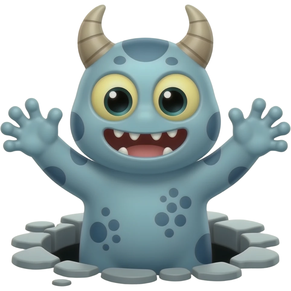 Um buraco com um monstro saindo emoji estilo apple emoji