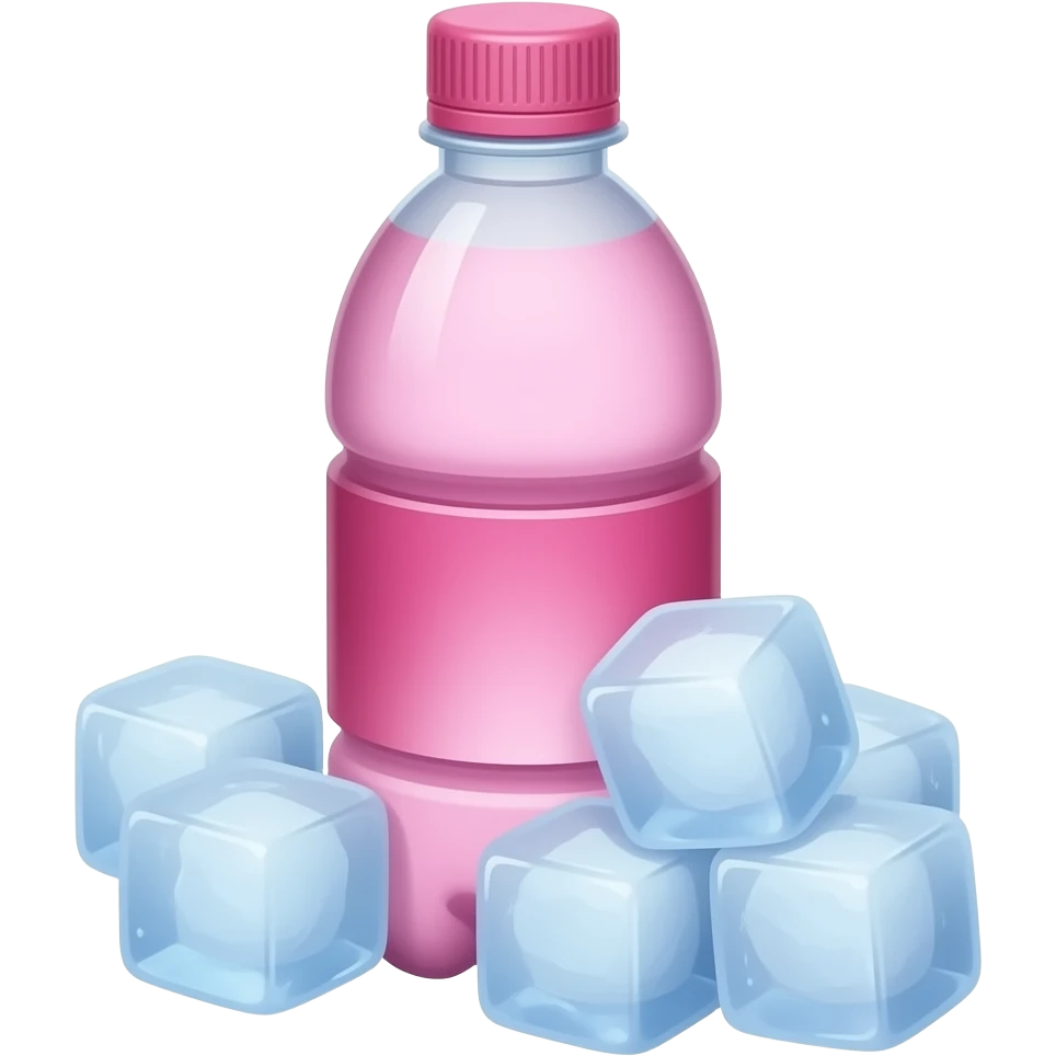 Refreching ice cold water bottle pink emoji