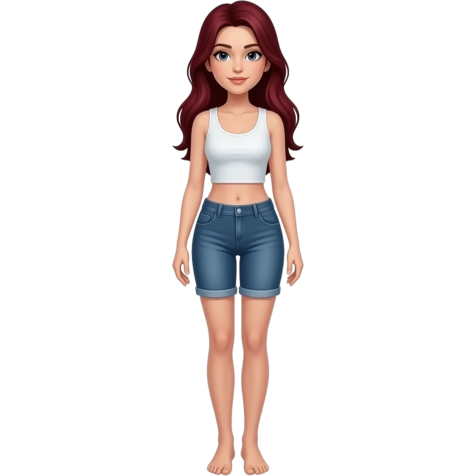 Full body with legs and feet dark red hair women more skiny emoji