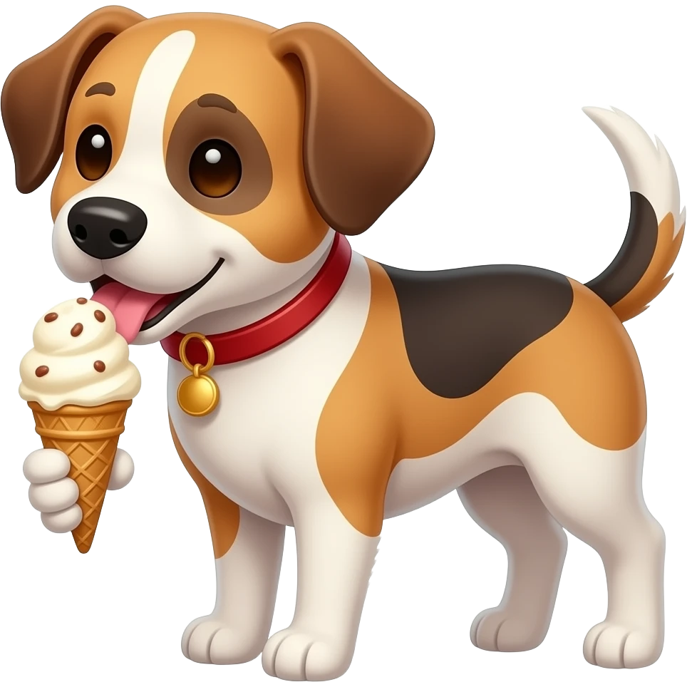 Un chiens qui mange tune glacé emoji