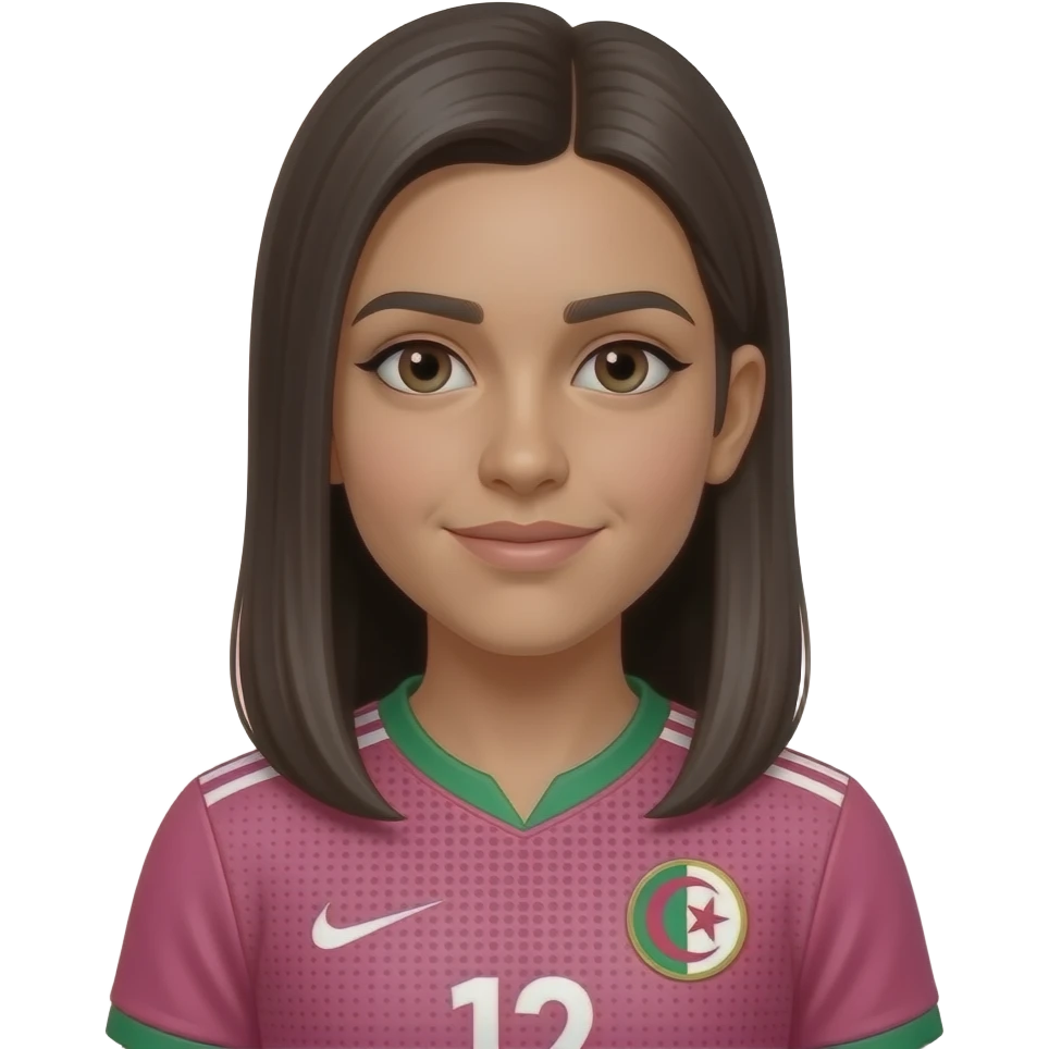 adolescente arabe avec les cheuveux lisse un maillot rose de l'algerie réaliste sponsorisé par nike emoji