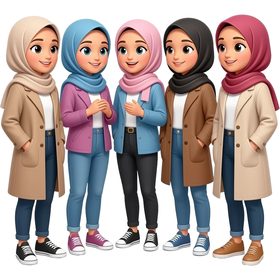 group of hijabi kids standing talkig better dress emoji