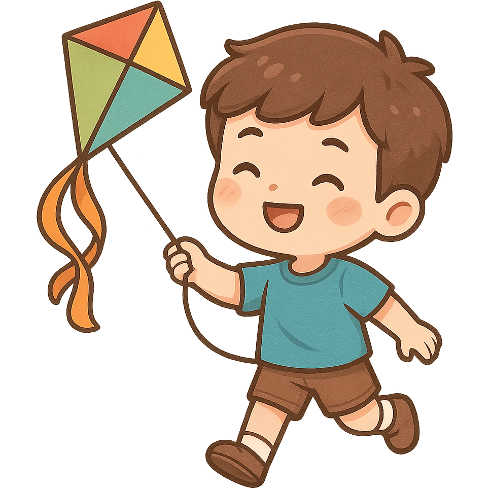 一个男孩正在放风筝 emoji